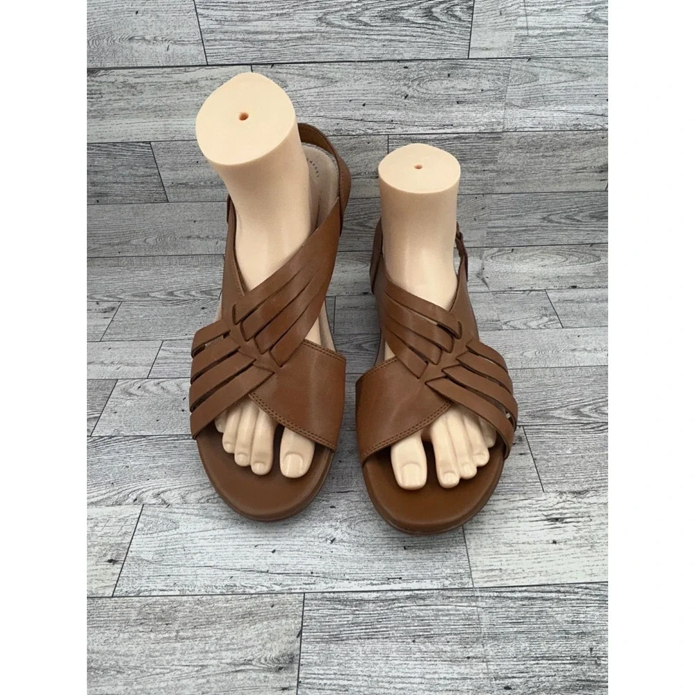 Clarks Loomis Cassey Tan Leather Wedge Sandals‎ Womens 11 M Ultimate Comfort
